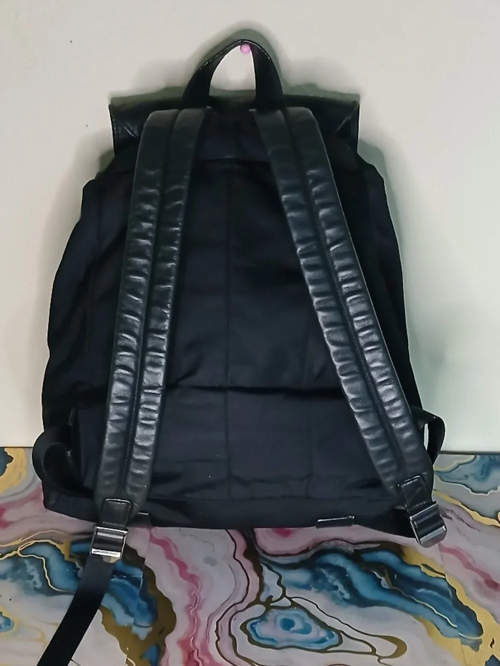 Michael Kors Black Nylon & Leather Utility Multi-Pocket Backpack